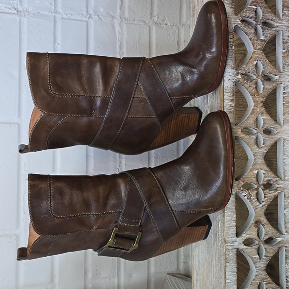 Frye Brown Heeled Boots with Buckle - Picture 2 of 14